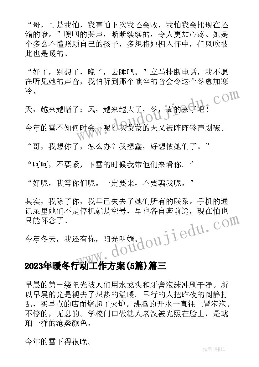 2023年暖冬行动工作方案(5篇)