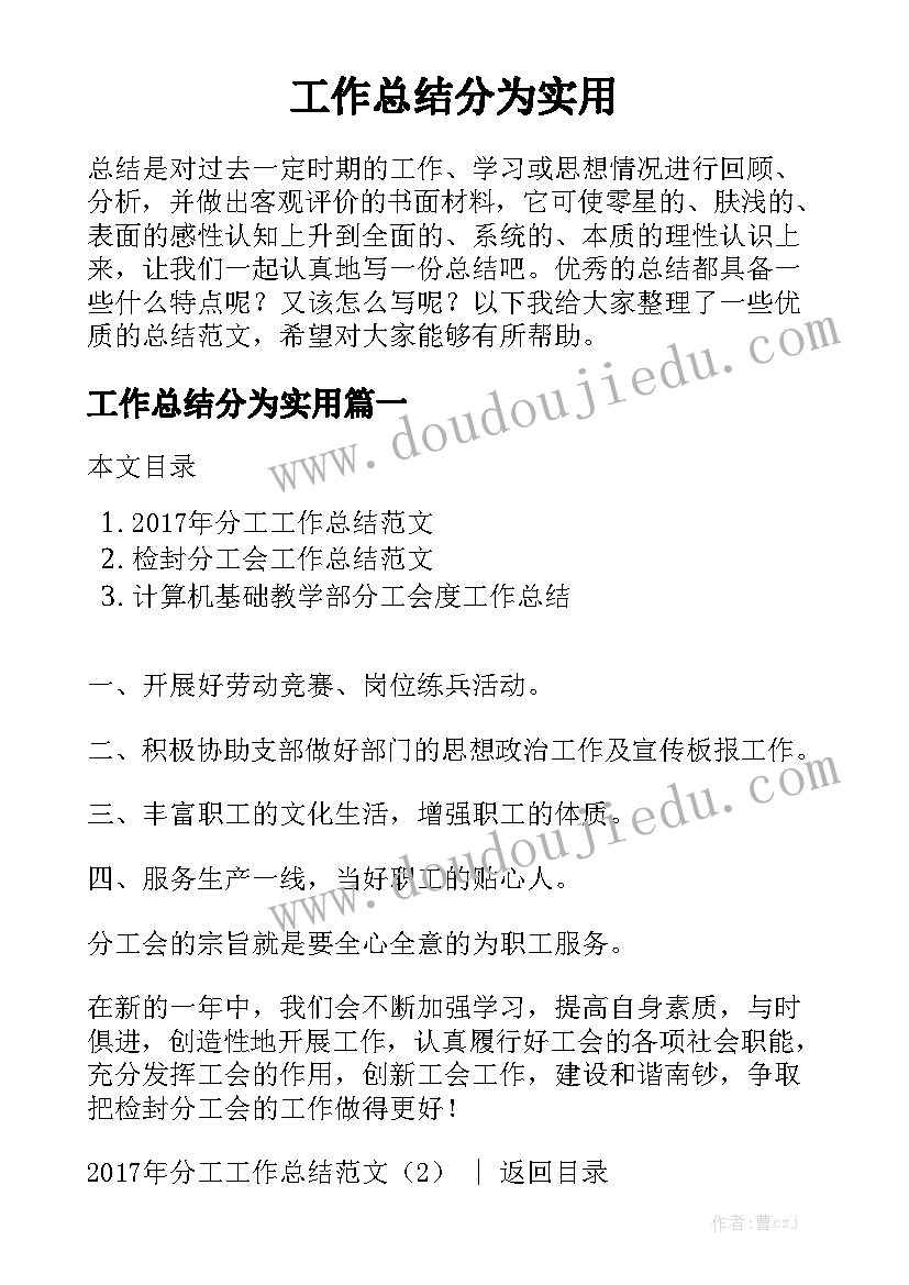 工作总结分为实用