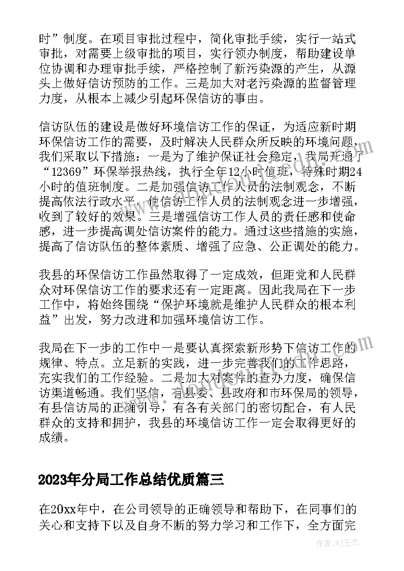 2023年分局工作总结优质