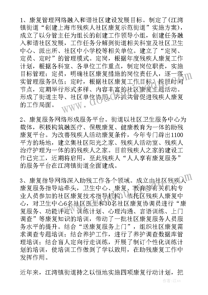 残疾人康复工作个人总结优秀