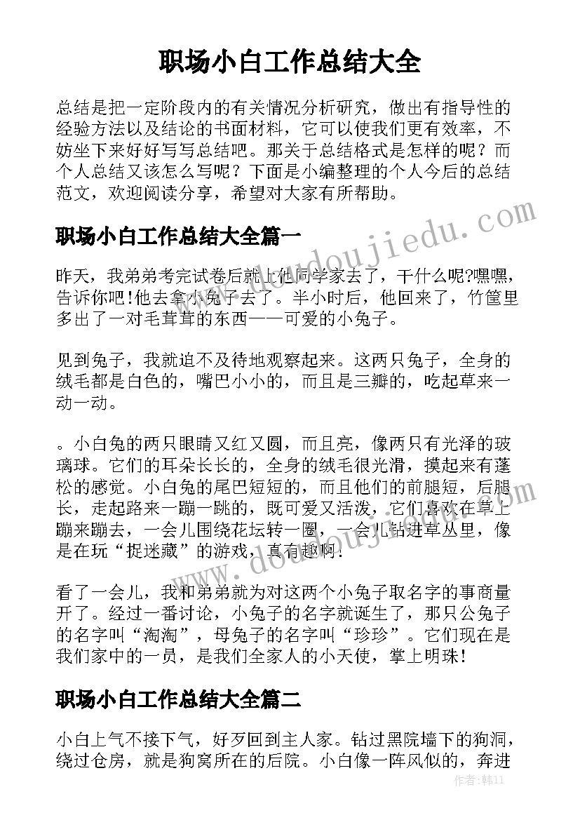 职场小白工作总结大全