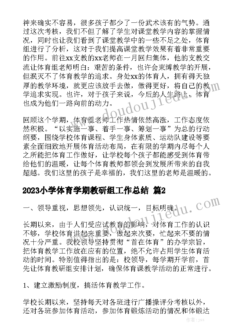 2023小学体育学期教研组工作总结精选5篇