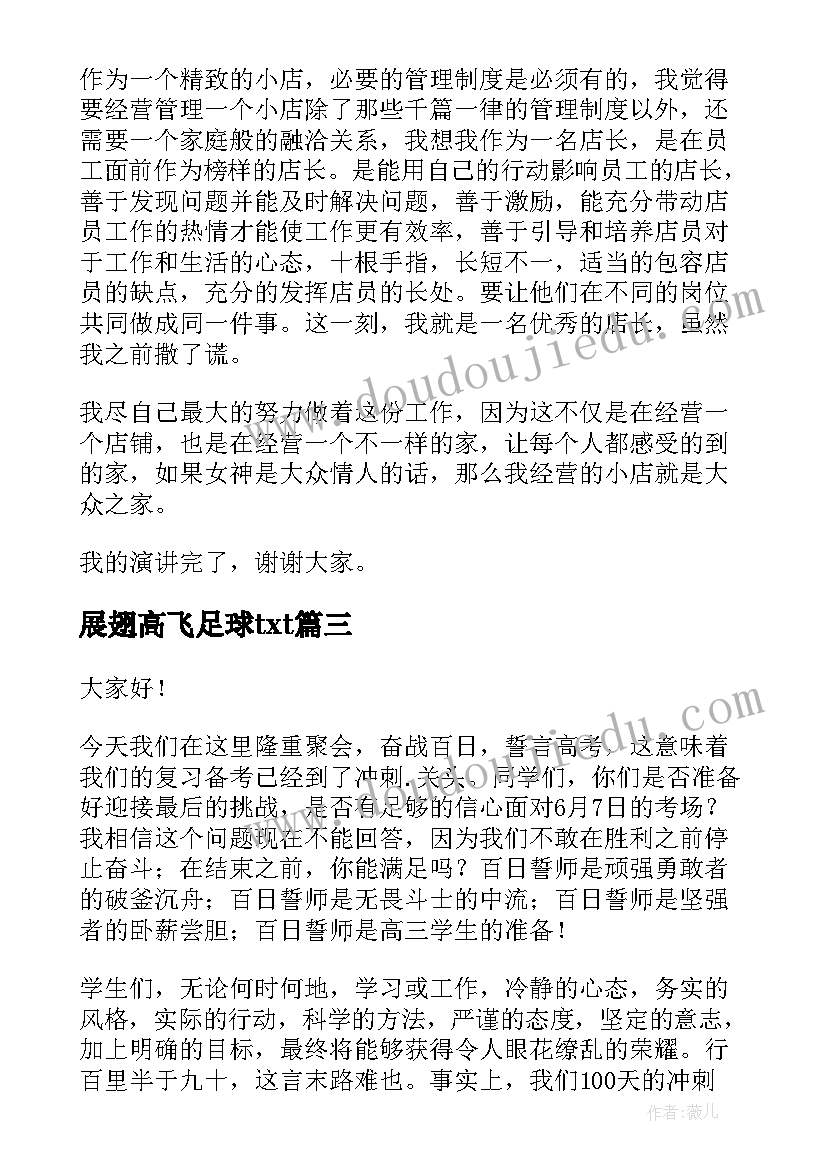 最新展翅高飞足球txt 分钟演讲稿演讲稿(精选8篇)