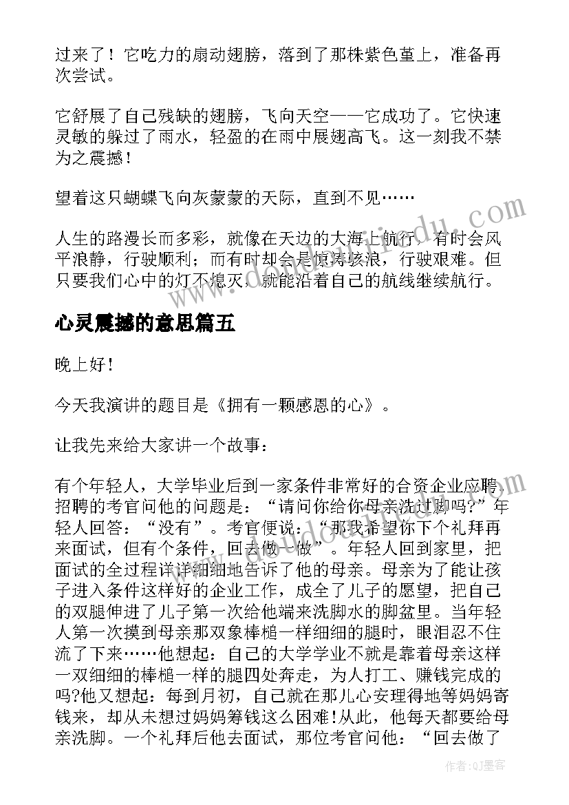 心灵震撼的意思 震撼心灵的演讲稿(模板5篇)