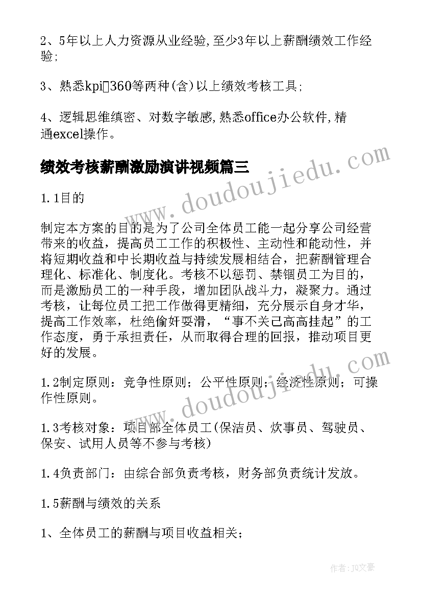 绩效考核薪酬激励演讲视频(大全5篇)