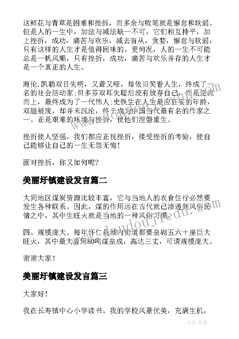 美丽圩镇建设发言(优秀9篇)