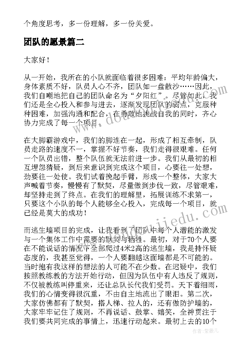 2023年团队的愿景 团队的演讲稿(通用6篇)