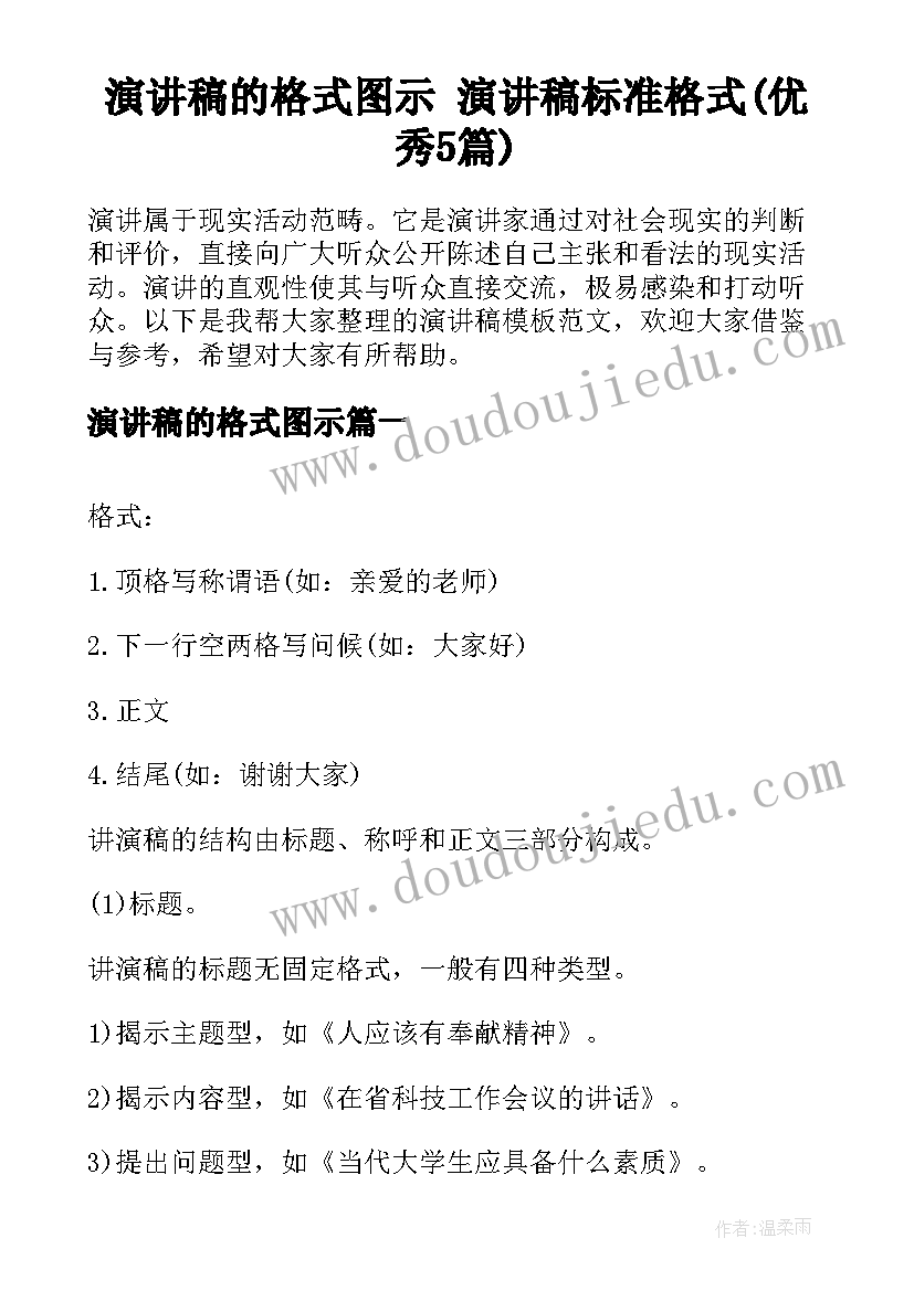 演讲稿的格式图示 演讲稿标准格式(优秀5篇)