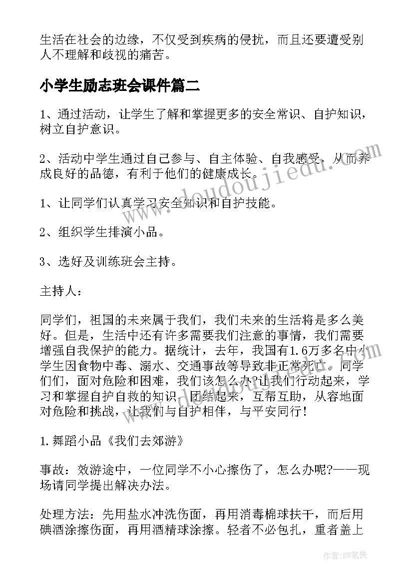 最新小学生励志班会课件(优质9篇)