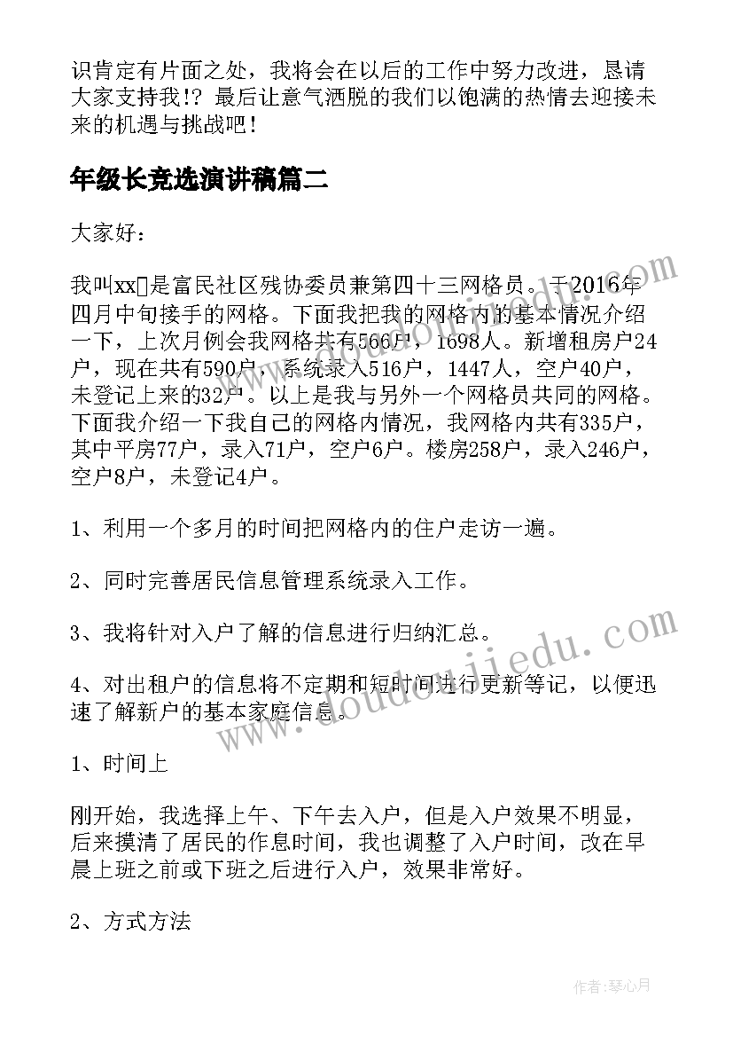 最新年级长竞选演讲稿(优秀7篇)