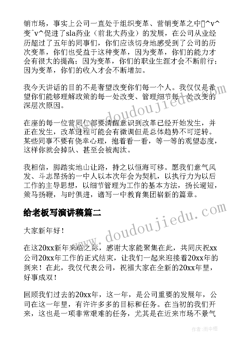 给老板写演讲稿(汇总8篇)