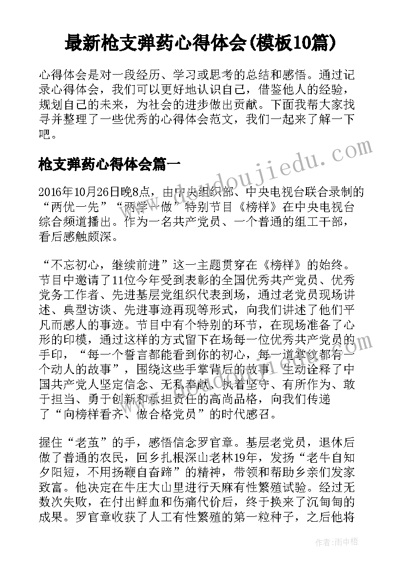 最新枪支弹药心得体会(模板10篇)