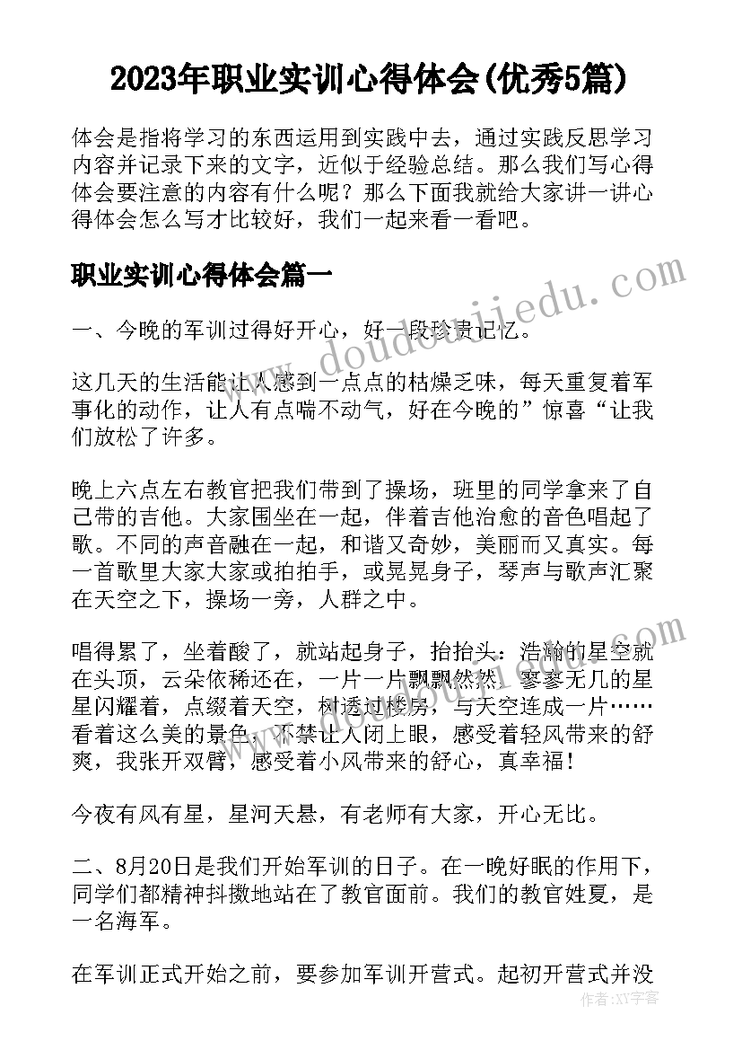 2023年职业实训心得体会(优秀5篇)