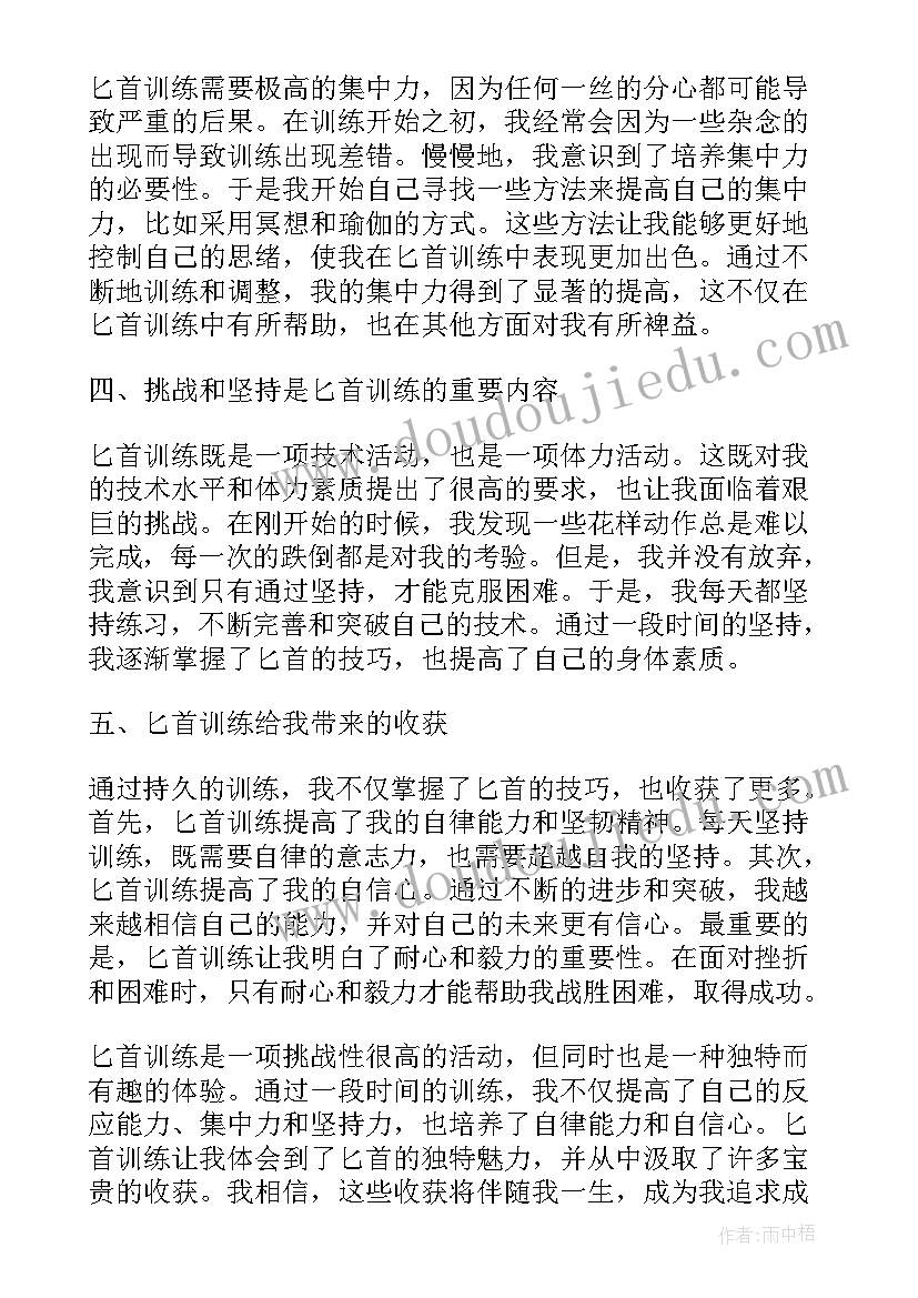 匕首军训心得体会(大全9篇)