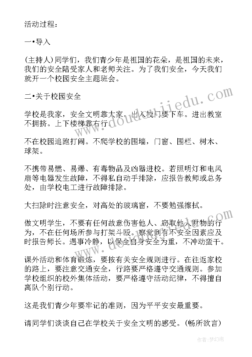 最新大学生青春班会 大学校园安全班会策划书(优秀10篇)