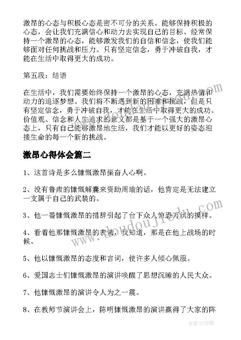 2023年激昂心得体会(优秀5篇)