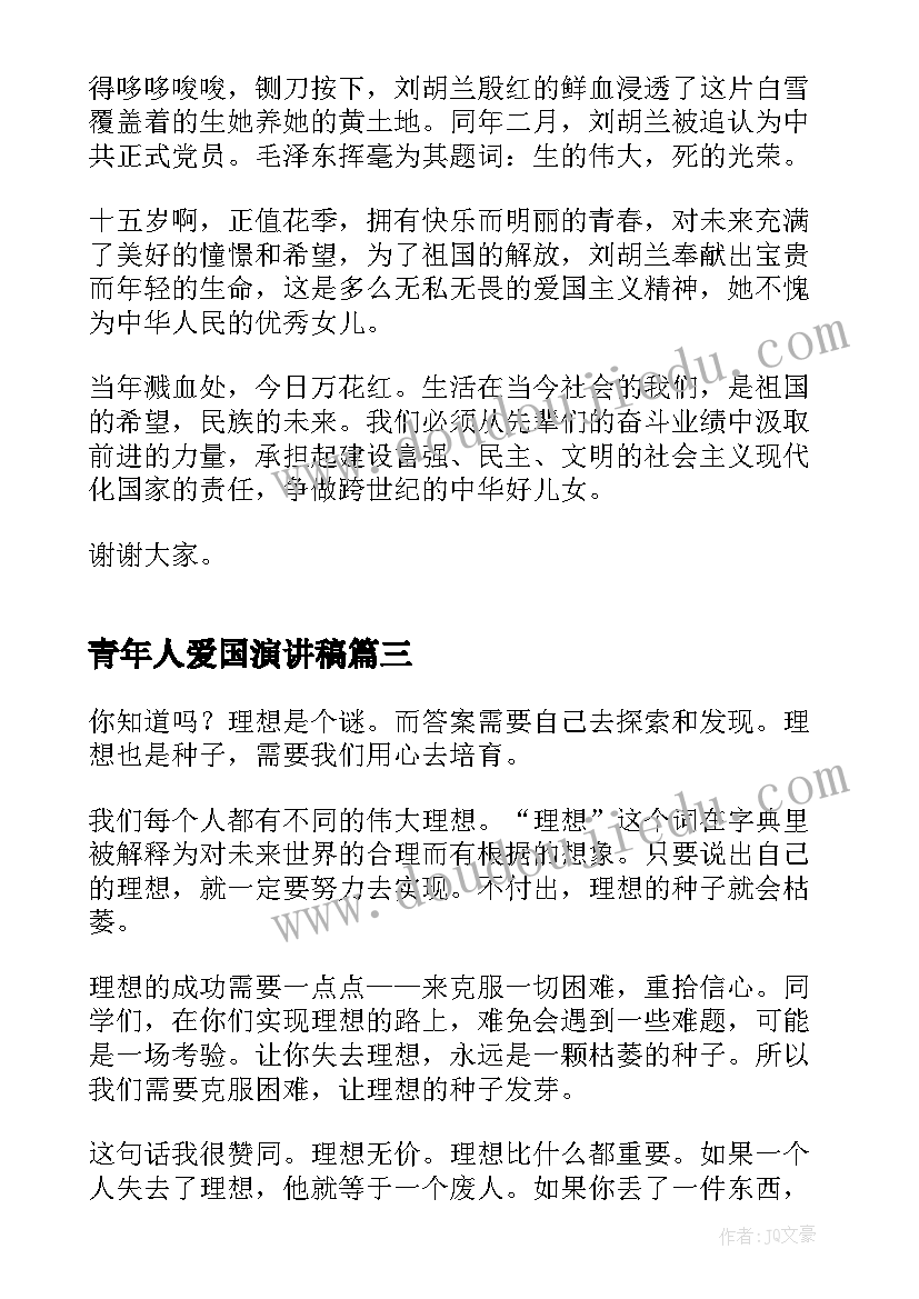 青年人爱国演讲稿(优秀7篇)