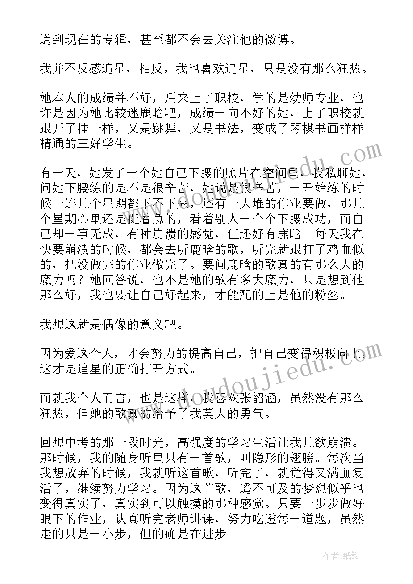 追星心得体会(优质10篇)