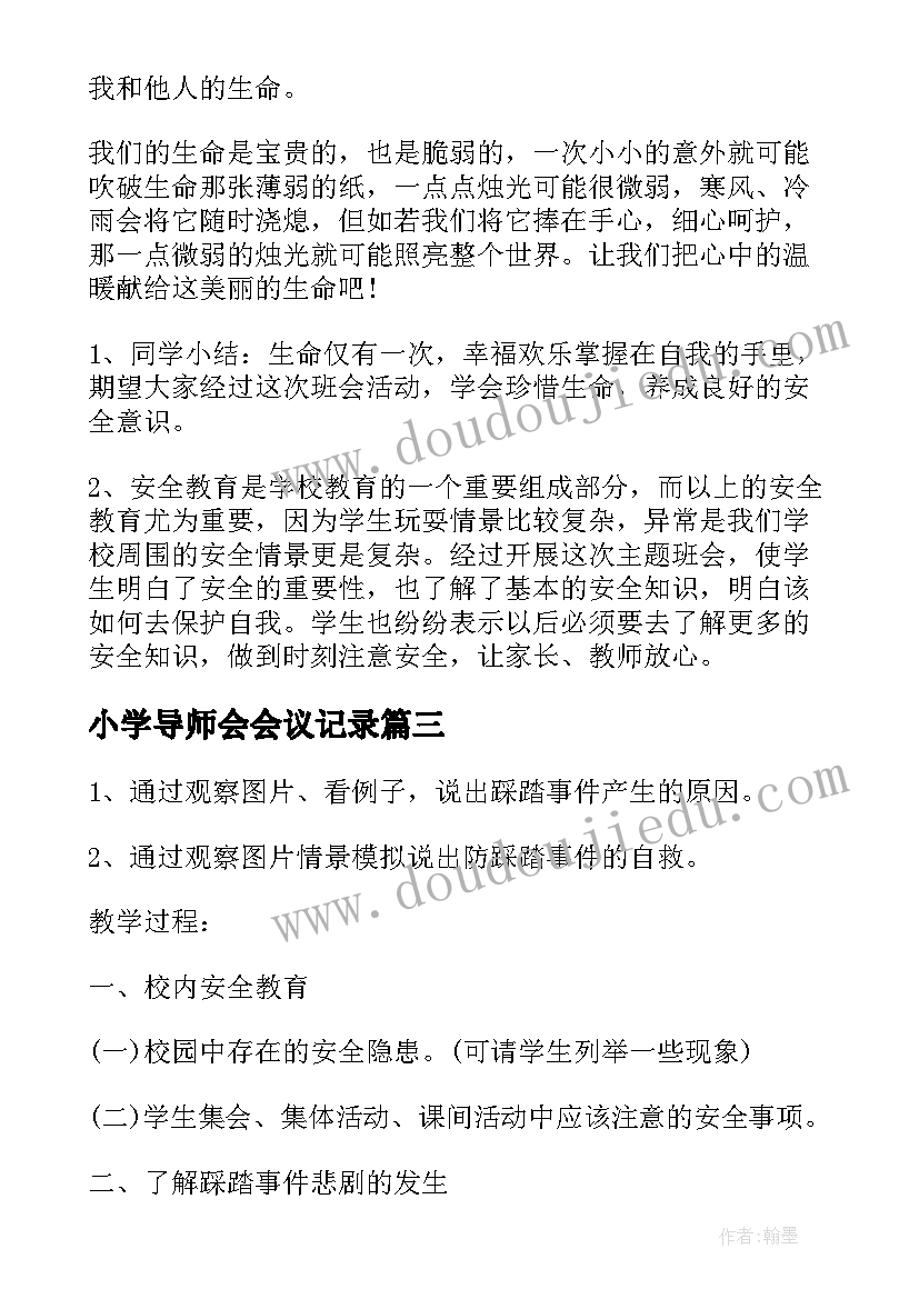 2023年小学导师会会议记录(优质10篇)