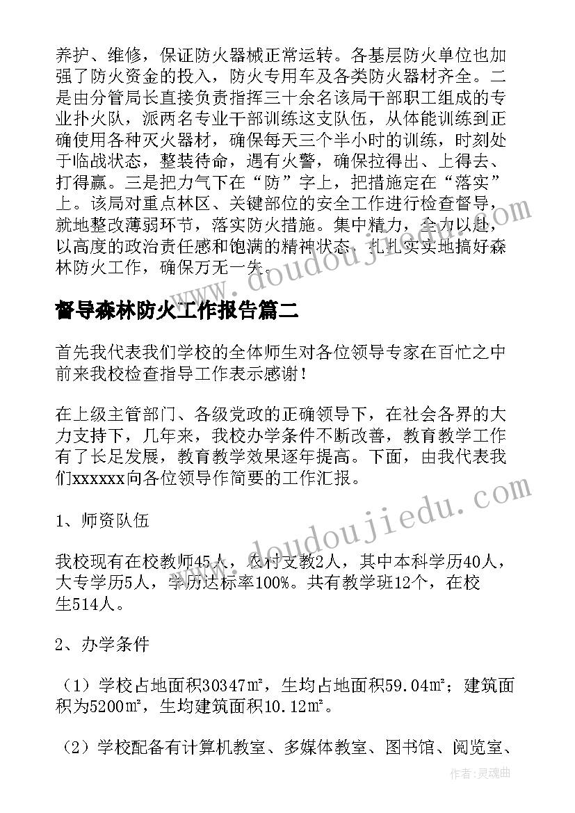 督导森林防火工作报告(通用10篇)