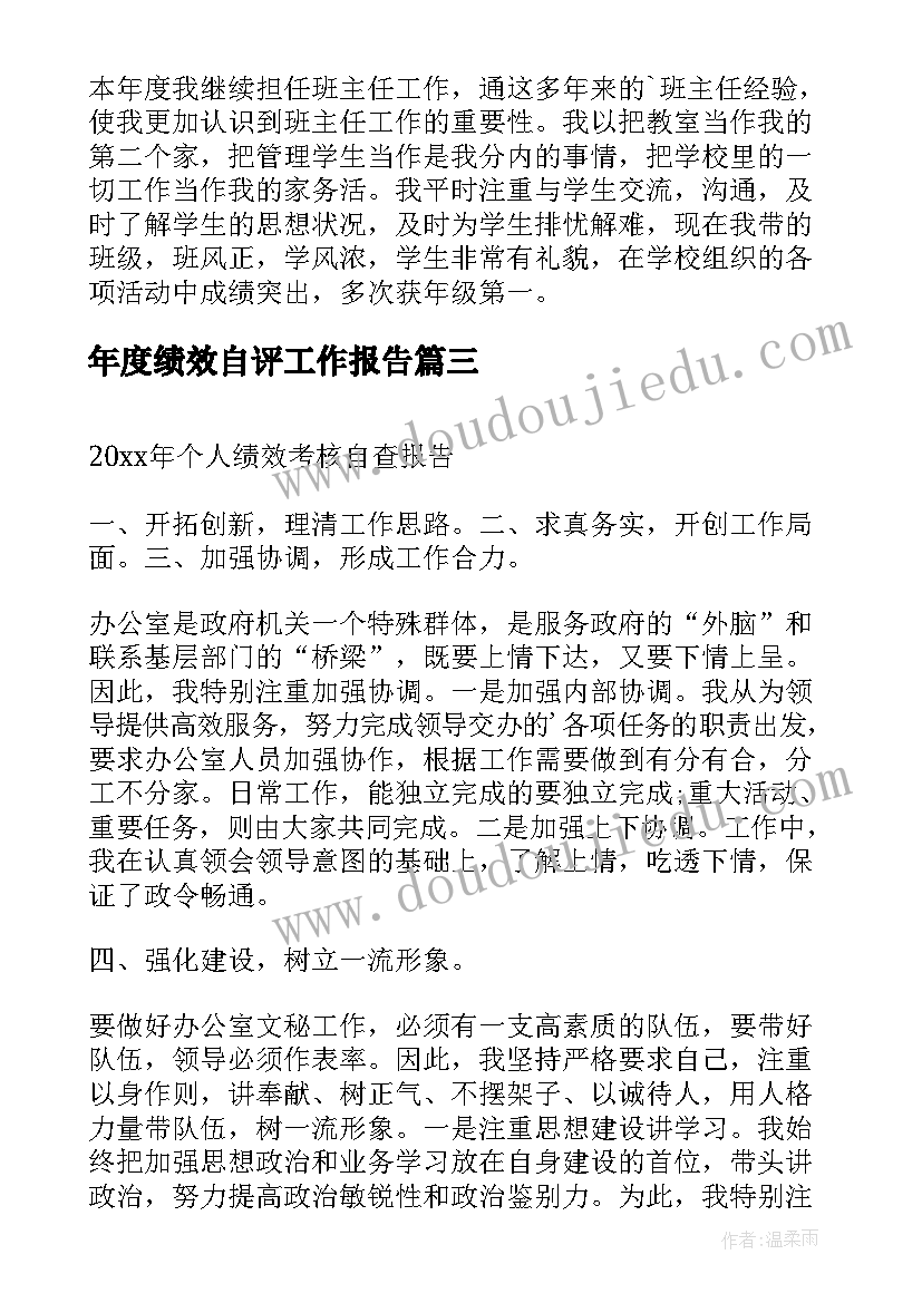 2023年年度绩效自评工作报告(通用5篇)