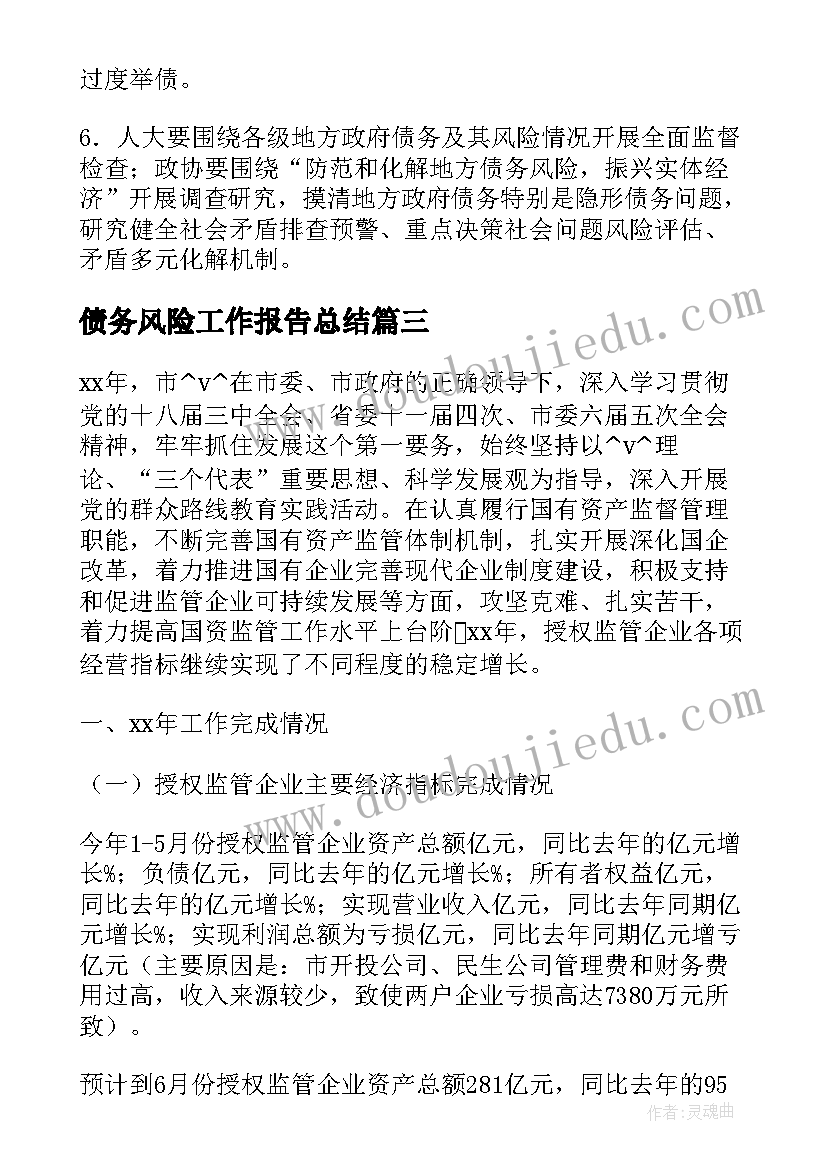 2023年债务风险工作报告总结(实用5篇)