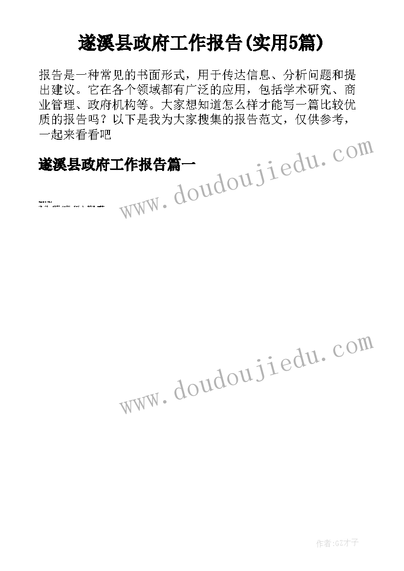 遂溪县政府工作报告(实用5篇)
