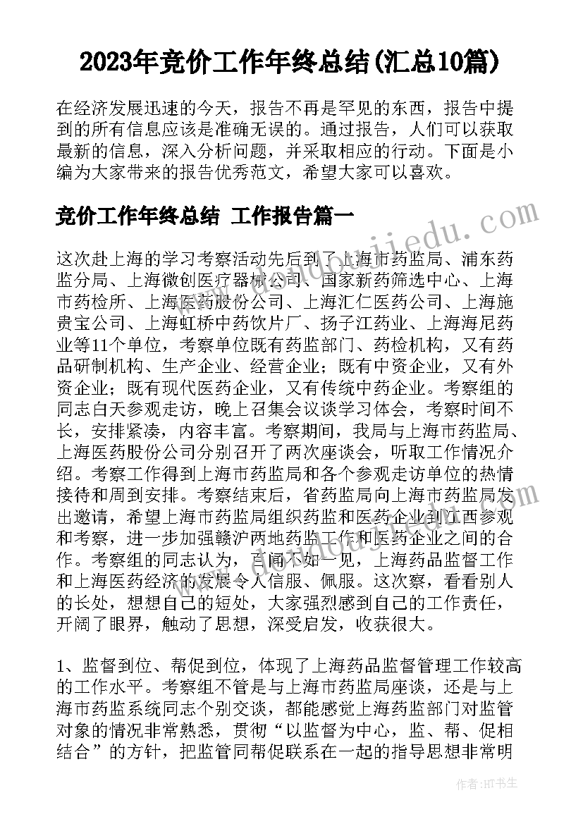 2023年竞价工作年终总结(汇总10篇)