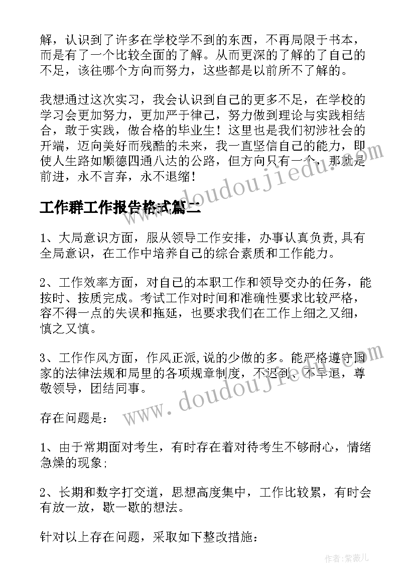 最新工作群工作报告格式(优质8篇)