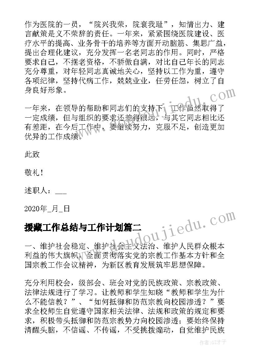 最新援藏工作总结与工作计划(精选6篇)