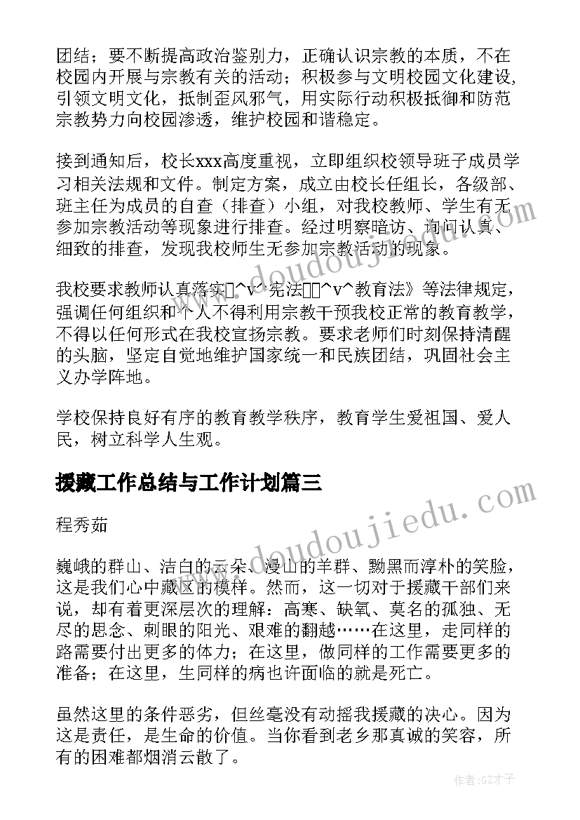 最新援藏工作总结与工作计划(精选6篇)