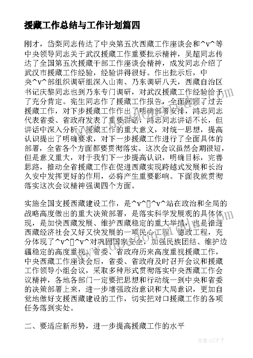 最新援藏工作总结与工作计划(精选6篇)