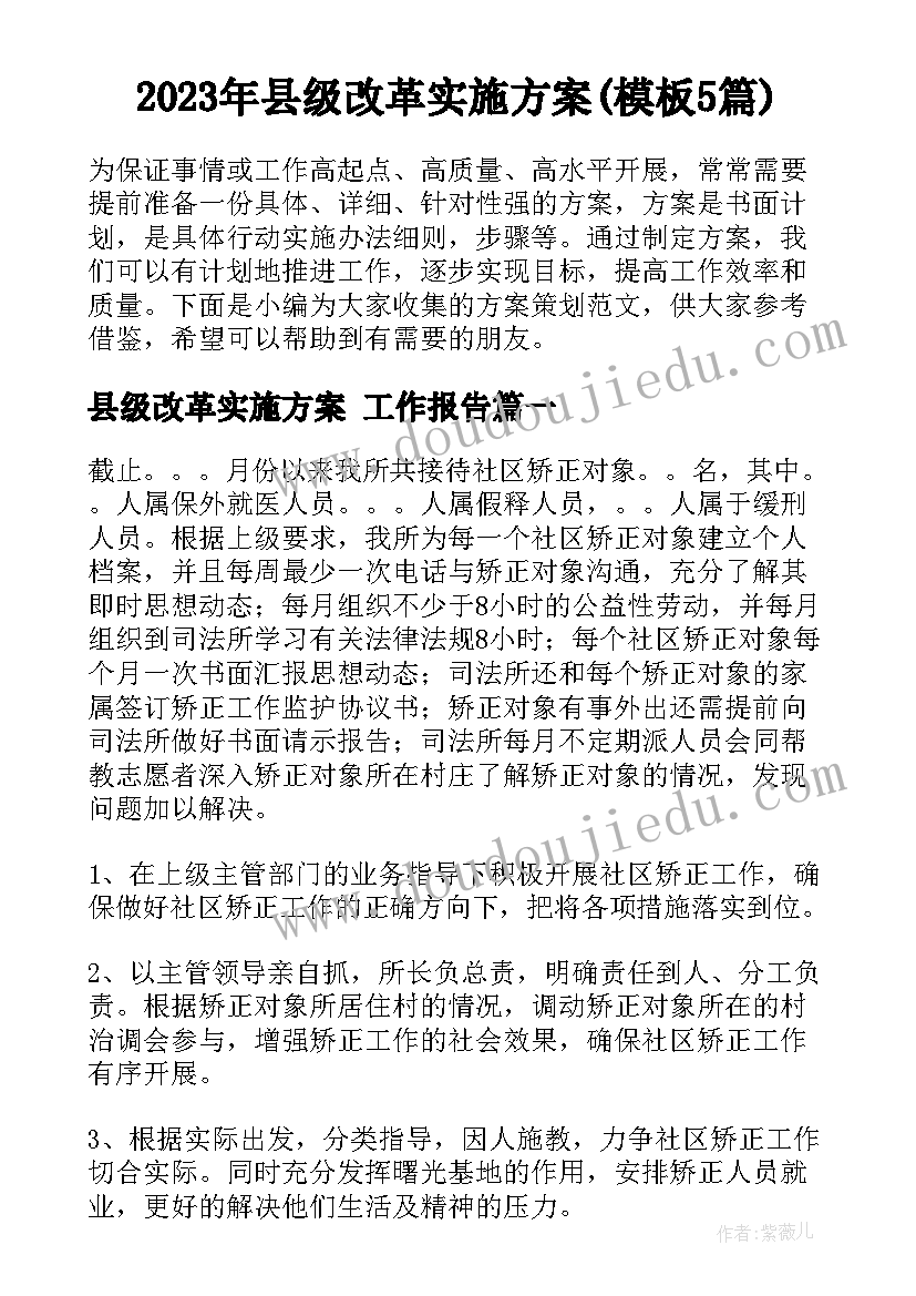 2023年县级改革实施方案(模板5篇)