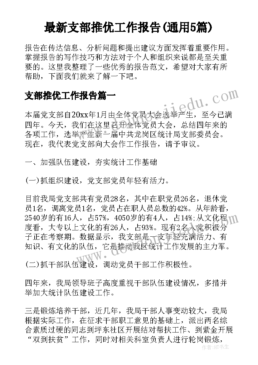 最新支部推优工作报告(通用5篇)