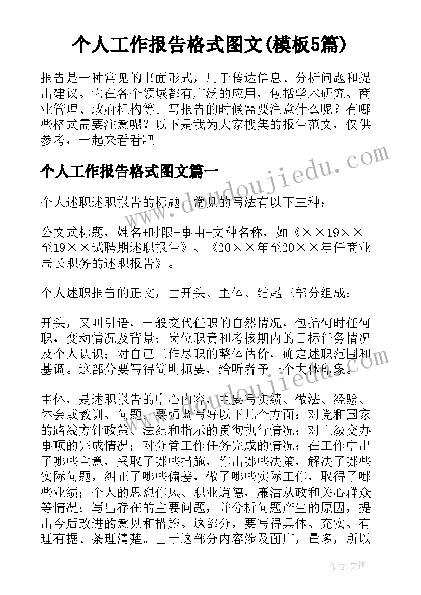 个人工作报告格式图文(模板5篇)