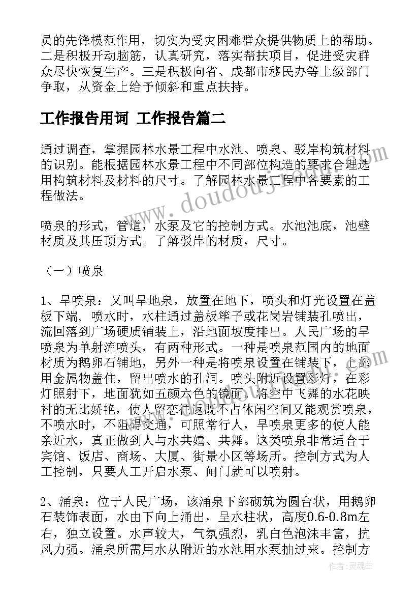 2023年工作报告用词(实用8篇)