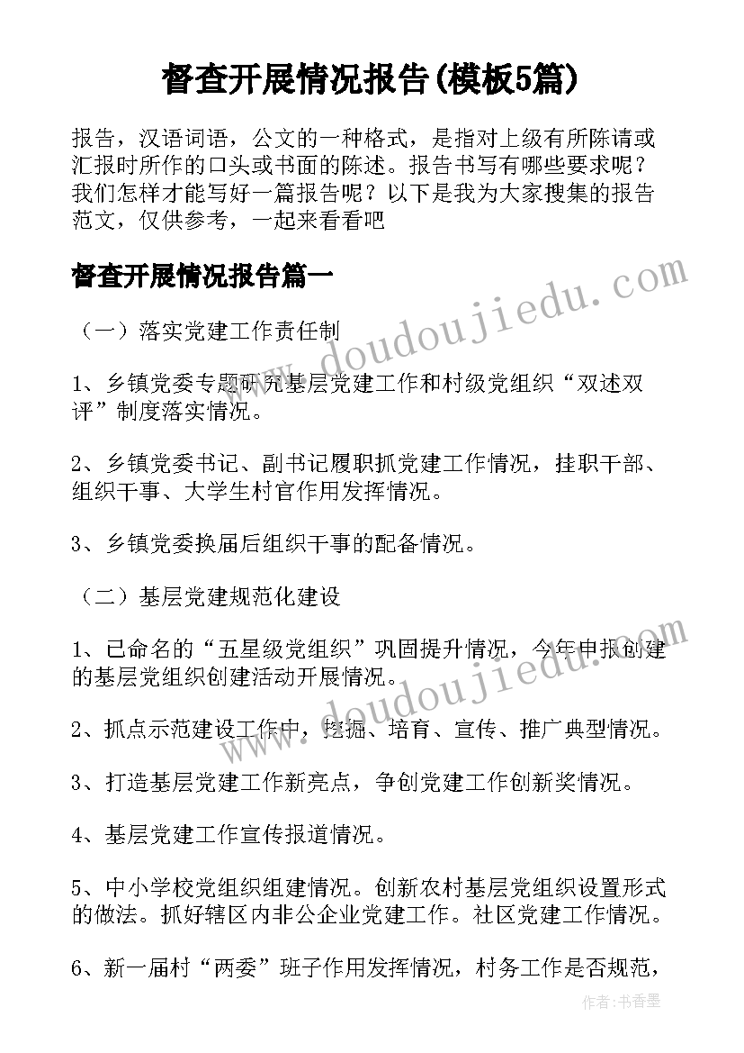 督查开展情况报告(模板5篇)