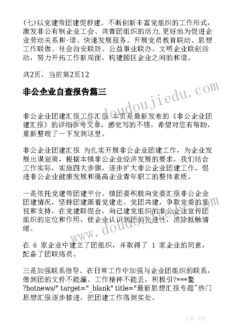 2023年非公企业自查报告(实用10篇)