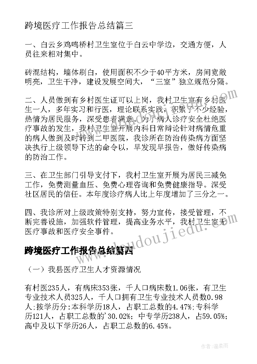 2023年跨境医疗工作报告总结(优秀5篇)