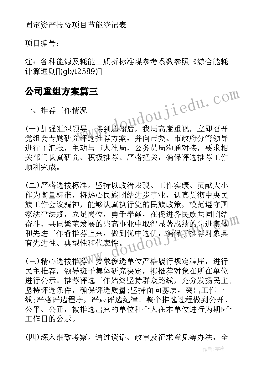 2023年公司重组方案(大全7篇)