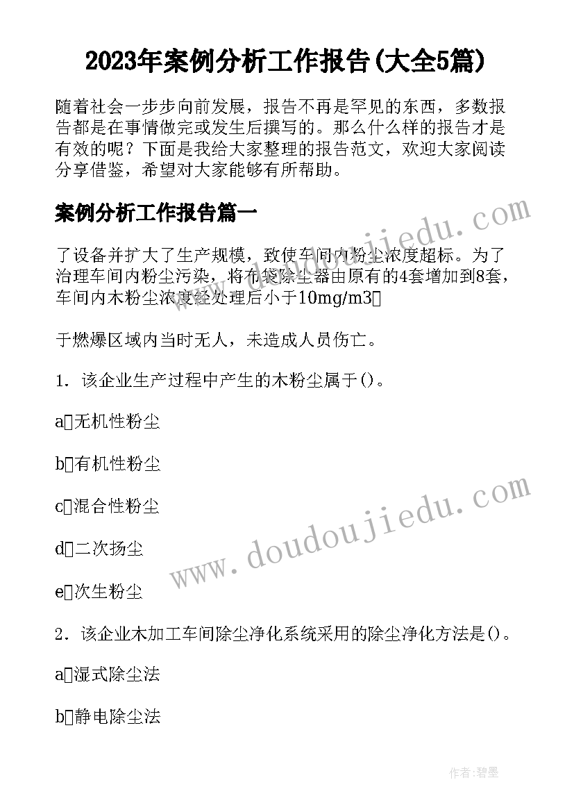 2023年案例分析工作报告(大全5篇)