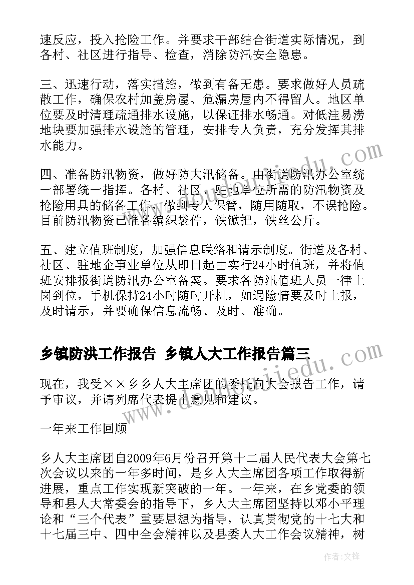 最新乡镇防洪工作报告 乡镇人大工作报告(优秀8篇)