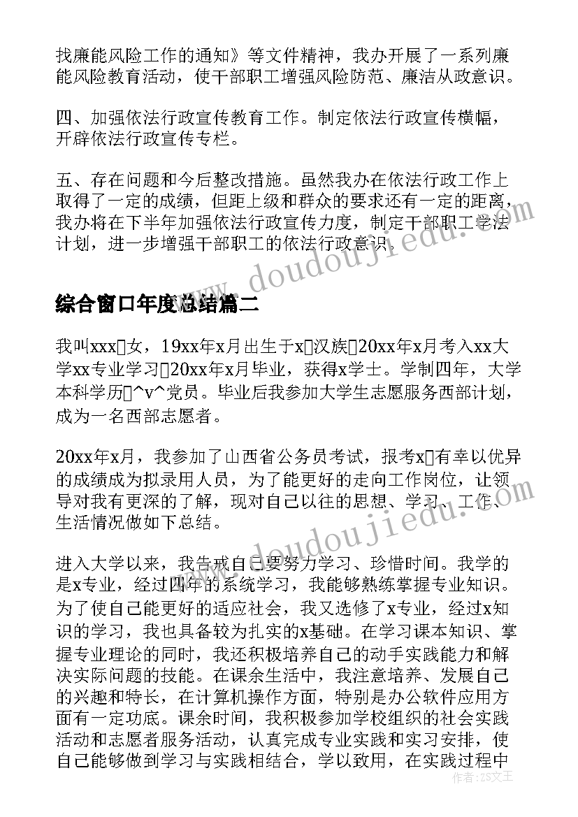 综合窗口年度总结(大全5篇)