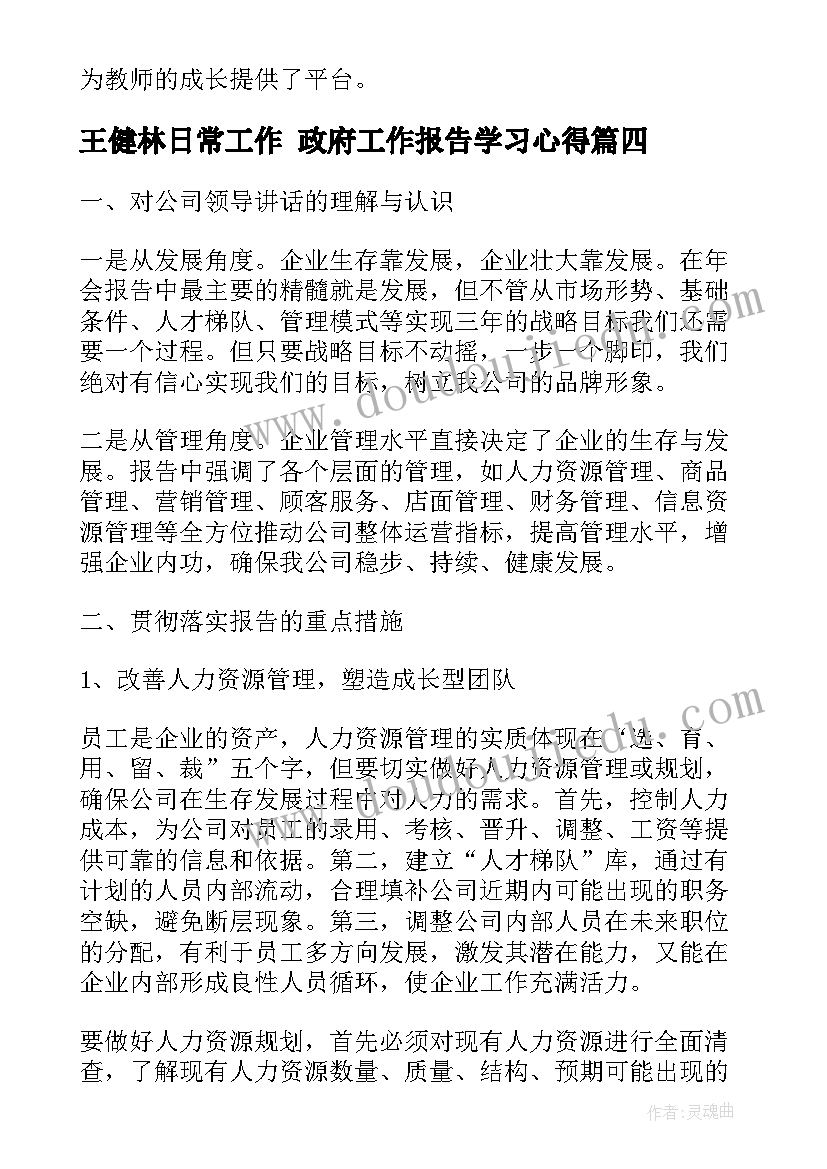 2023年王健林日常工作 政府工作报告学习心得(优质5篇)