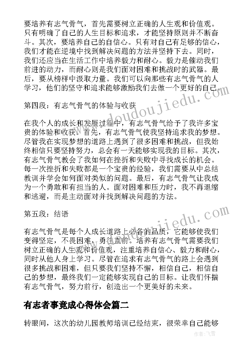 2023年有志者事竟成心得体会(优质6篇)