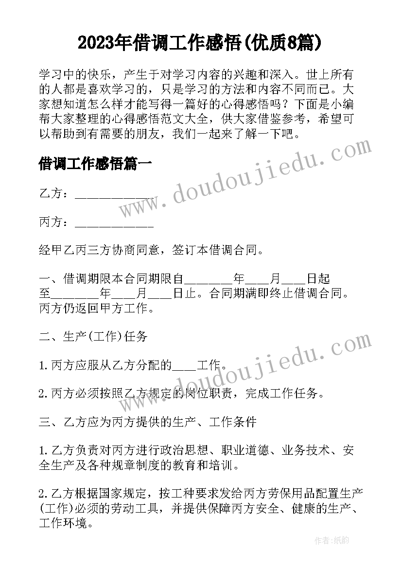 2023年借调工作感悟(优质8篇)