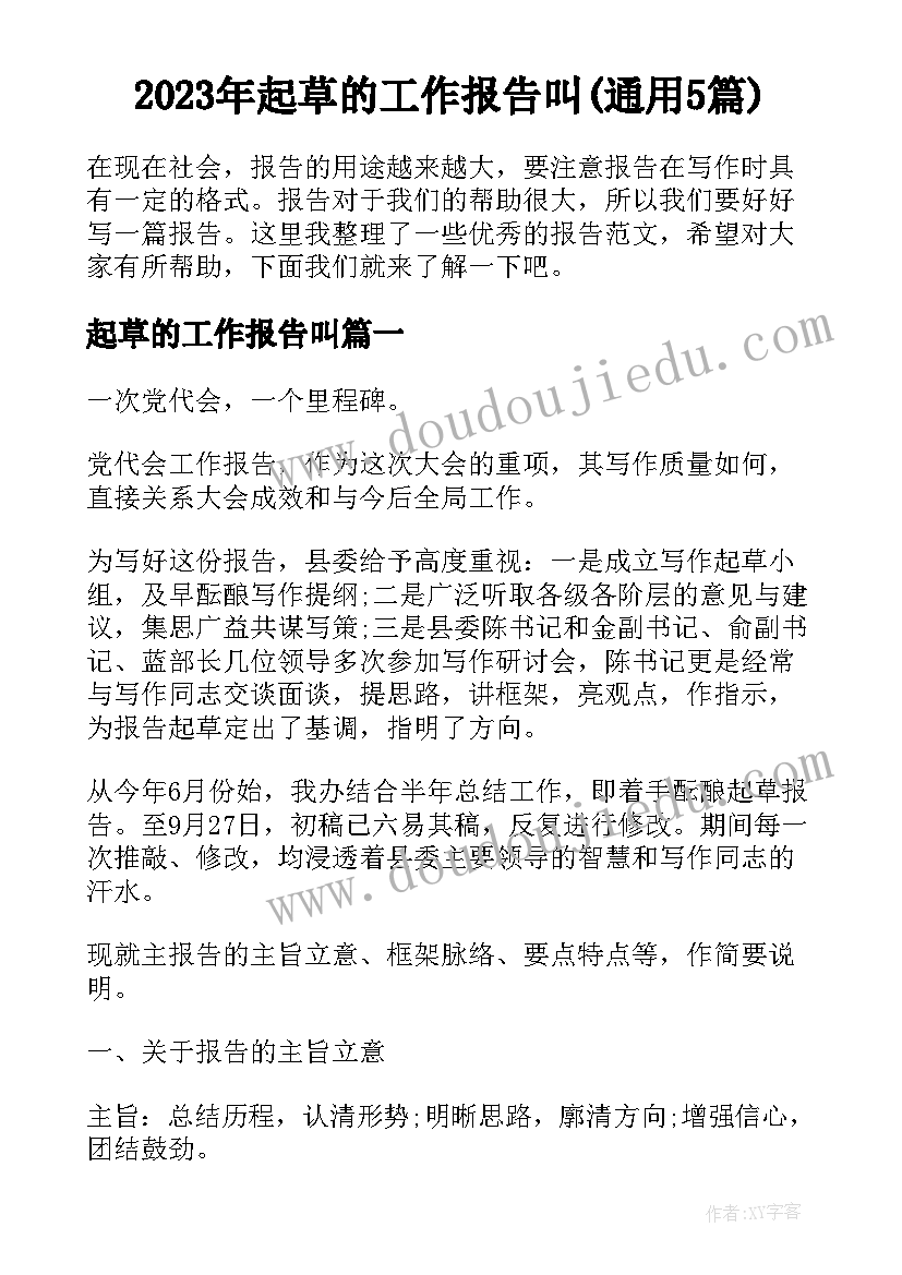 2023年起草的工作报告叫(通用5篇)