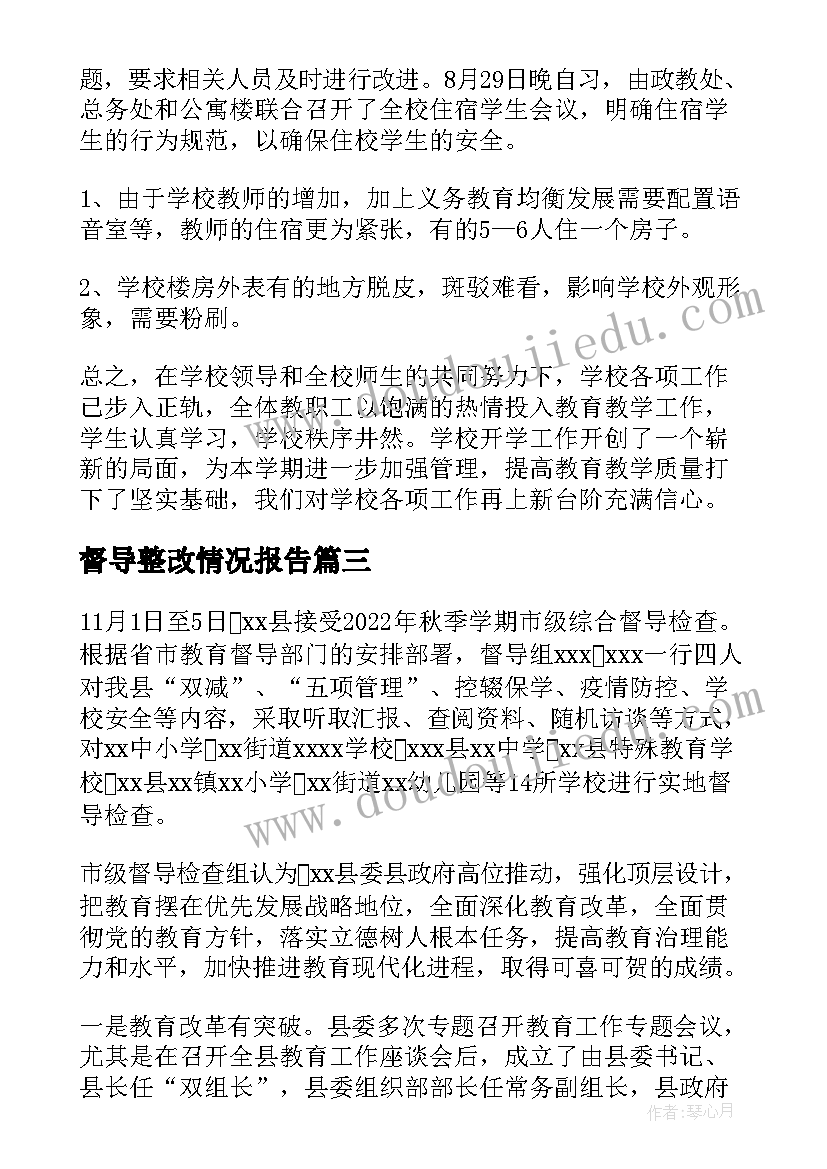 2023年督导整改情况报告(精选5篇)