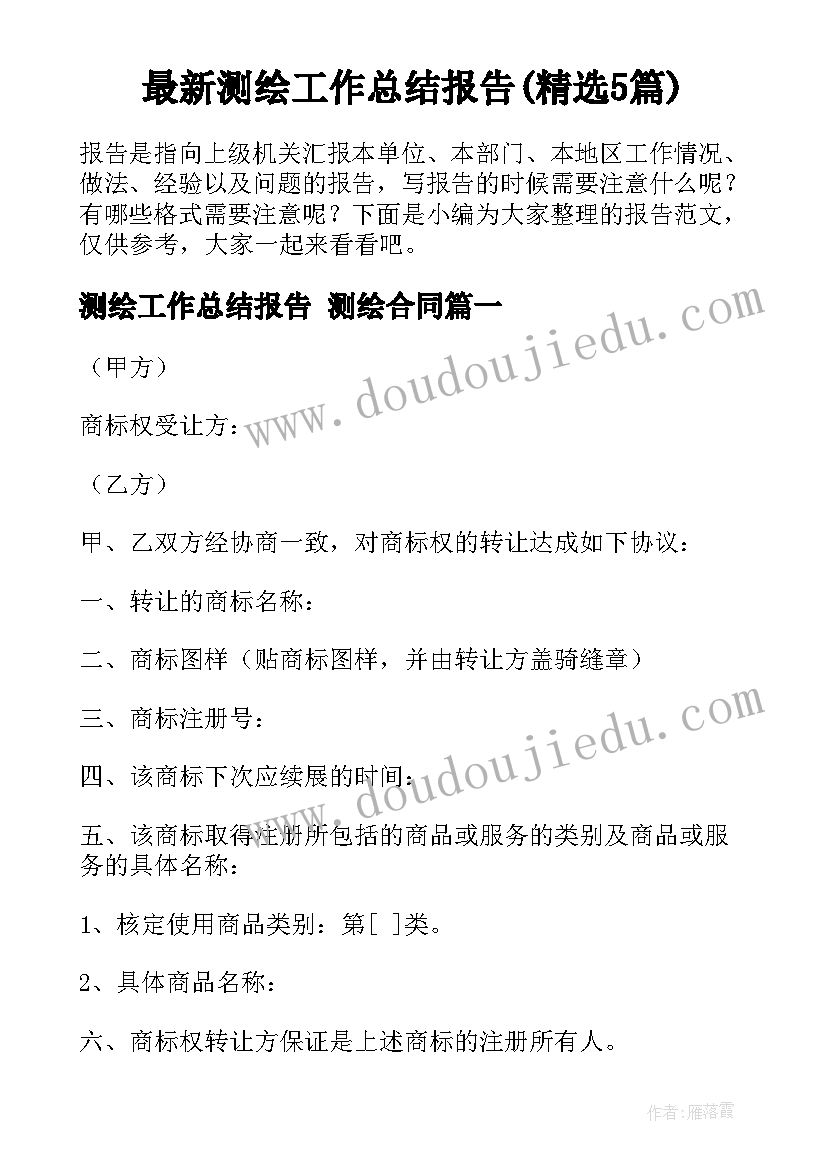 最新测绘工作总结报告(精选5篇)