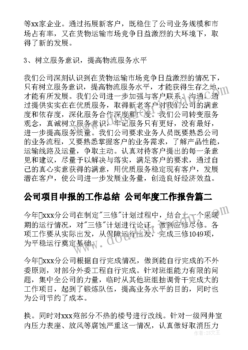 最新公司项目申报的工作总结 公司年度工作报告(精选5篇)